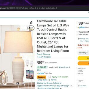 One matching set of new table lamps.